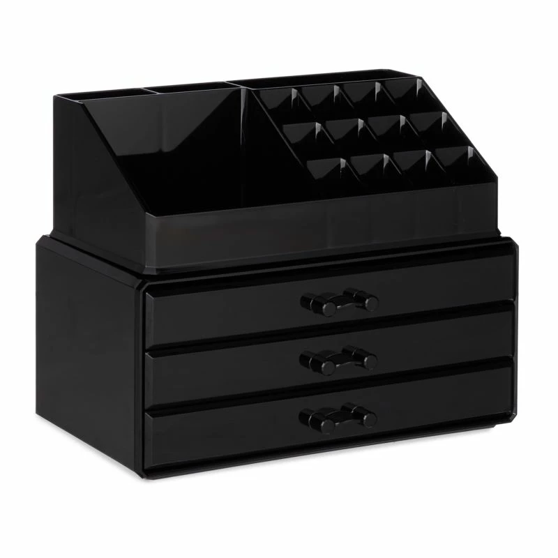 1x Organiseur Maquillage 3 Tiroirs Noir 3 1x Organiseur Maquillage 3 Tiroirs Noir