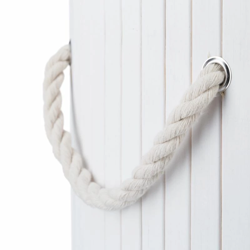 3x Panier à Linge Bambou Rond Blanc 8 3x Panier à Linge Bambou Rond Blanc – Image 6