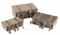 Set De 3 Coffre Velours/ Satin Beige