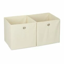 2x Boîtes De Rangement Beige