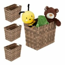 Panier Rangement Tressé Marron Lot De 4