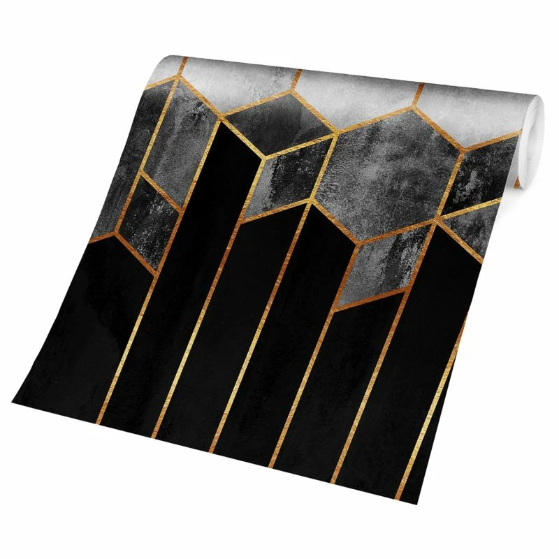 Papier Peint Intissé Hexagone Doré 7 Papier Peint Intissé Hexagone Doré – Image 5