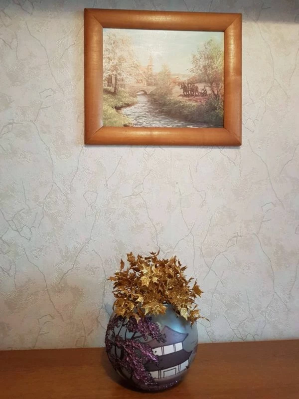 Vase En Verre Peint à La Main 16 Cm 4 Vase En Verre Peint à La Main 16 Cm – Image 2