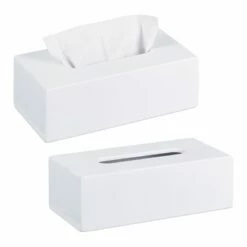 Lot De 2 Boîtes à Lingettes Bambou Blanc