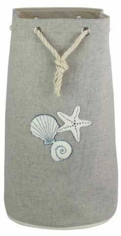 Sac à Linge Pliant Rond En Tissu Gris