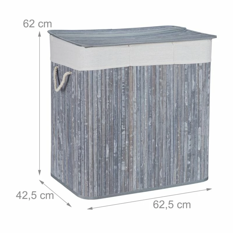 Panier à Linge En Bambou 3 Compartiments 6 Panier à Linge En Bambou 3 Compartiments – Image 4