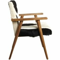 Fauteuil Teck Avec Peau De Chèvre Noire -Home24 Soldes 219348efa63f4f35b006b8b3bba036b6