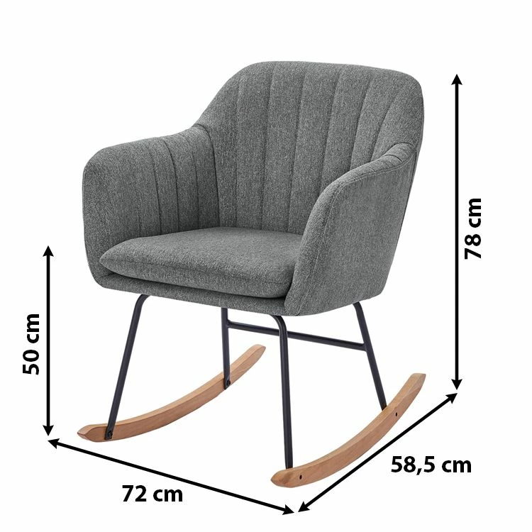 Fauteuil ELSA Tissu Gris Rocking Chair 8 Fauteuil ELSA Tissu Gris Rocking Chair – Image 6