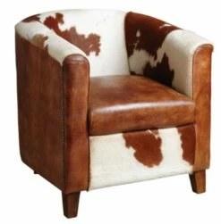 Fauteuil Club En Cuir Et Peau De Vache