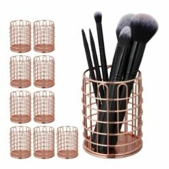 10x Pots à Pinceau Maquillage Métal Rond