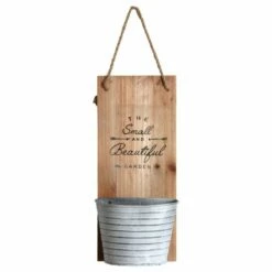 Support Mural En Bois Avec Pot En Métal