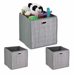 3x Paniers De Rangement En Bambou Hauts