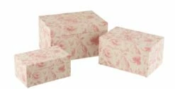 Set De 3 Boites à Motifs Roses MDF Blanc