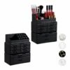 2x Organiseurs Maquillage 8 Tiroirs Noir