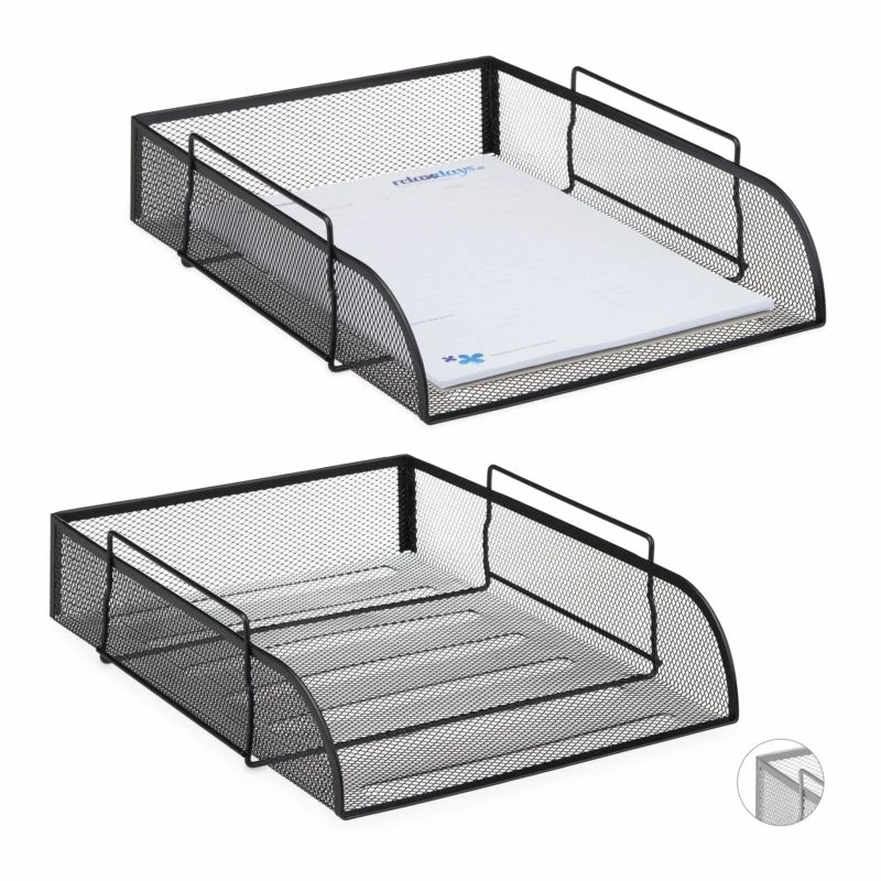 Corbeille à Courrier Argentée Lot De 2 6 Corbeille à Courrier Argentée Lot De 2 – Image 4