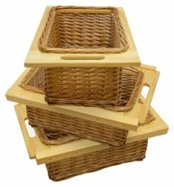 3 Paniers En Osier De 400 Mm