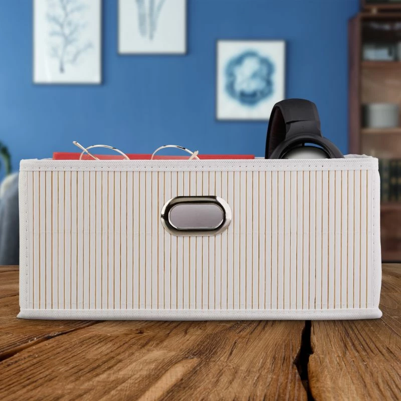 3x Paniers De Rangement En Bambou Blancs 4 3x Paniers De Rangement En Bambou Blancs – Image 2