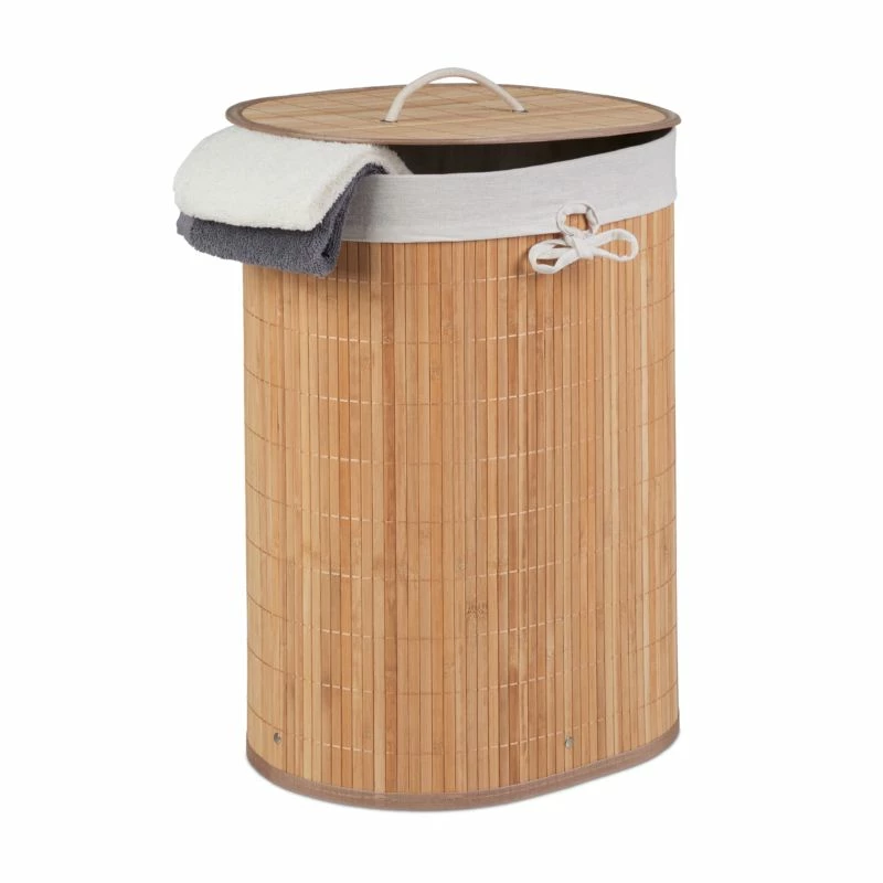 1x Panier Linge En Bambou Ovale Nature 5 1x Panier Linge En Bambou Ovale Nature – Image 3