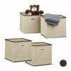 Boîte Rangement Pliable Lot De 4 Beige