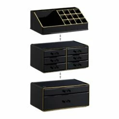 1x Organiseur Make Up Tiroirs Noir Doré 25 1x Organiseur Make Up Tiroirs Noir Doré -Home24 Soldes 59c22a21fd2f43e7879c6b0653d8a808