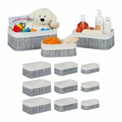 Boîte De Rangement En Bambou Lot De 12