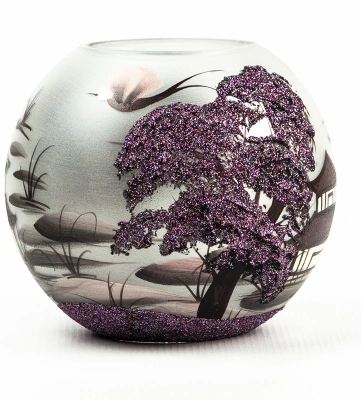 Vase En Verre Peint à La Main 16 Cm 5 Vase En Verre Peint à La Main 16 Cm – Image 3