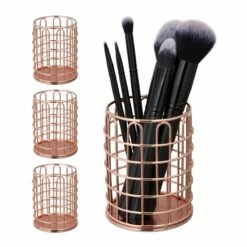 4x Pots à Pinceau Maquillage Métal Rond