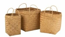 Set De 3 Paniers Carré Rotin Naturel