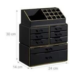 1x Organiseur Make Up Tiroirs Noir Doré 28 1x Organiseur Make Up Tiroirs Noir Doré -Home24 Soldes 6de4330de8724fd098254a3897564a02