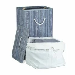 1x Panier à Linge Bambou Blanc -Home24 Soldes 7675e372e8b64347b18411fc57cb0fb1