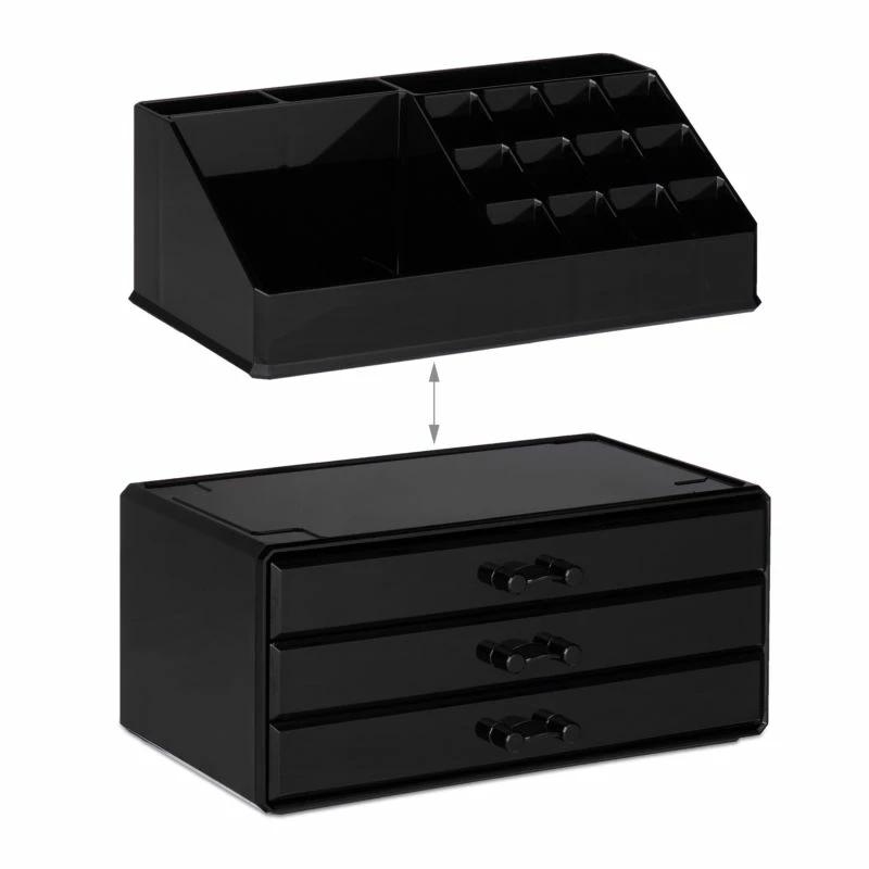 1x Organiseur Maquillage 3 Tiroirs Noir 5 1x Organiseur Maquillage 3 Tiroirs Noir – Image 3