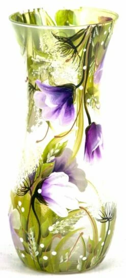 Vase En Verre Peint à La Main 26 Cm