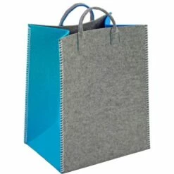 Versa Panier En Tissu Gris Et Turquoise