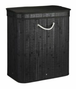 1x Panier à Linge En Bambou Noir
