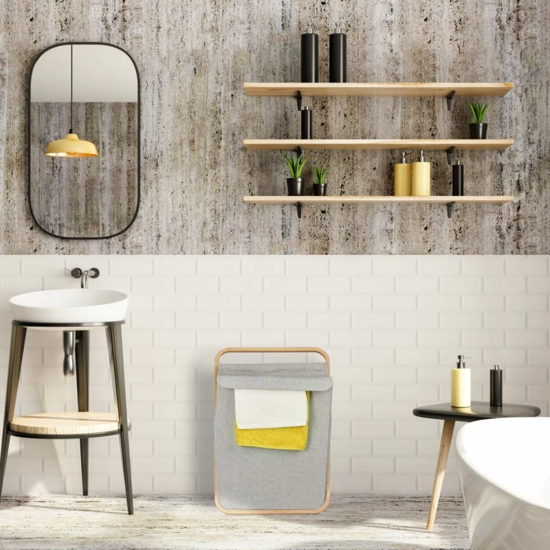 Panier à Linge En Tissu Et Bambou 4 Panier à Linge En Tissu Et Bambou – Image 2