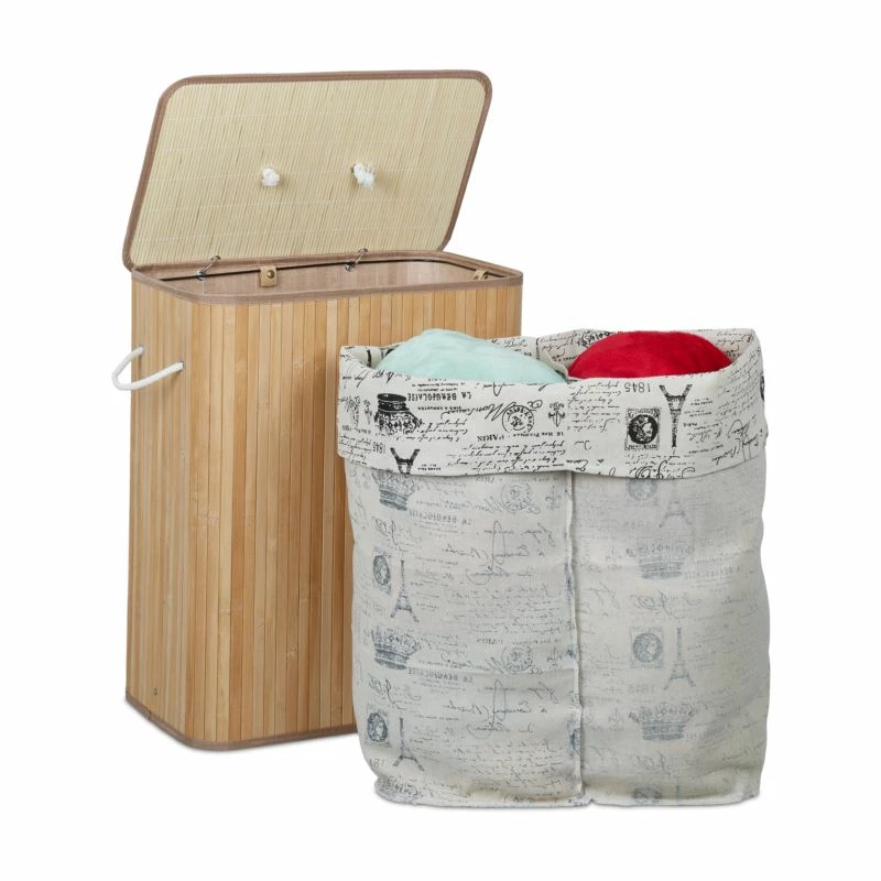 Panier à Linge En Bambou 2 Compartiments 8 Panier à Linge En Bambou 2 Compartiments – Image 6
