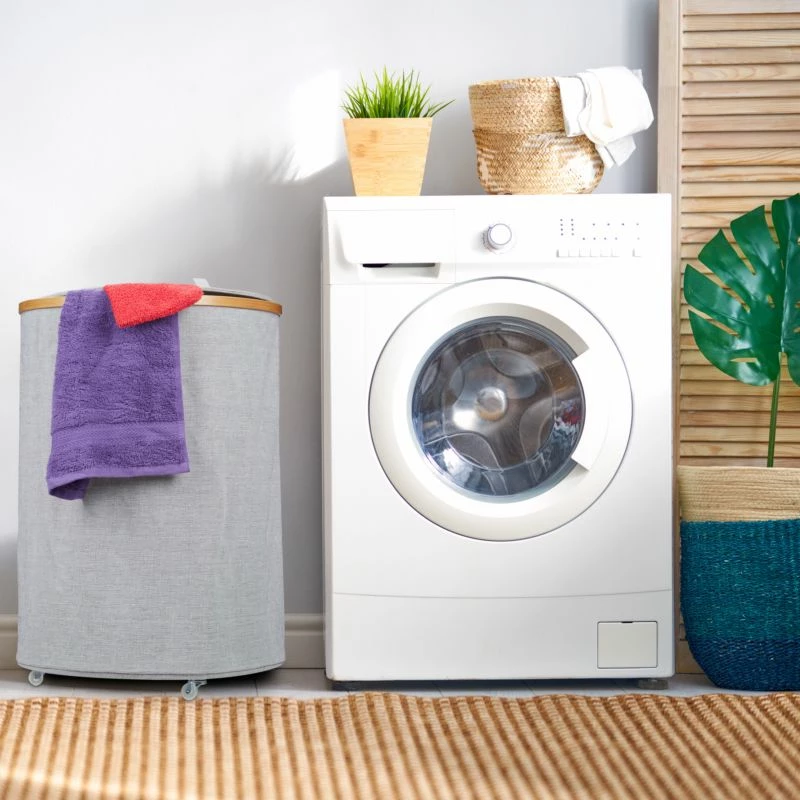 Panier à Linge Rond En Tissu Et Bambou 6 Panier à Linge Rond En Tissu Et Bambou – Image 4