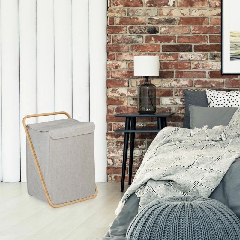 Panier à Linge En Tissu Et Bambou 5 Panier à Linge En Tissu Et Bambou – Image 3