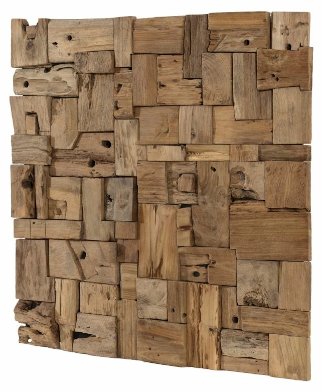 Décoration Murale Carrée 8 En Teck L80 3 Décoration Murale Carrée 8 En Teck L80