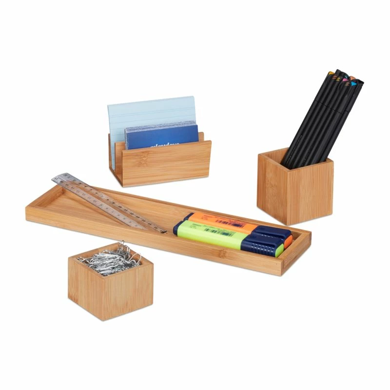 Organiseur De Bureau En Bambou Lot De 4 7 Organiseur De Bureau En Bambou Lot De 4 – Image 5