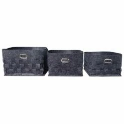 3 Petits Paniers Feutre Gris Anthracite