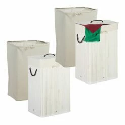 2x Panier Lessive Bambou Rectangulaire