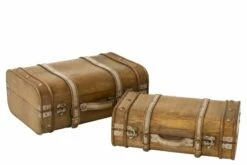 Set De 2 Valise Arrondie Bois Beige