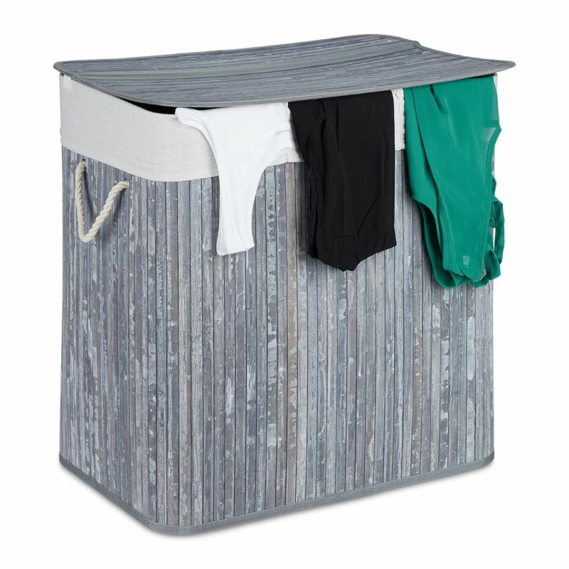 Panier à Linge En Bambou 3 Compartiments 4 Panier à Linge En Bambou 3 Compartiments – Image 2