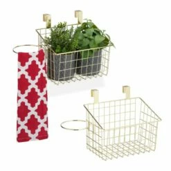 2x Panier Suspension En Métal Doré