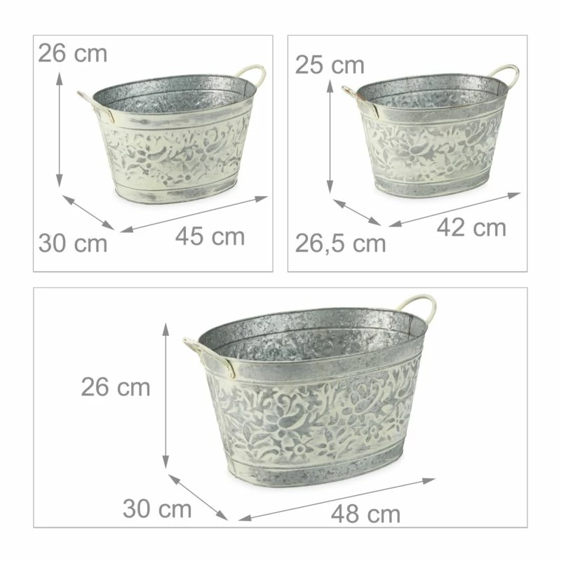 Jardinière En Zinc En Lot De 3 9 Jardinière En Zinc En Lot De 3 – Image 7