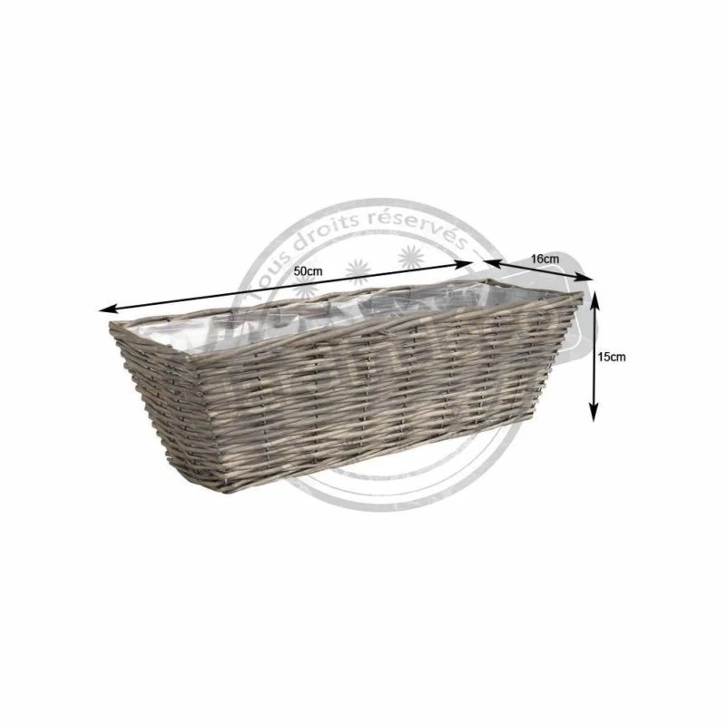 Jardinière En Osier Gris Longueur 50cm 4 Jardinière En Osier Gris Longueur 50cm – Image 2