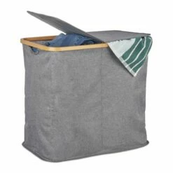 Panier à Linge 2 Compartiments Gris -Home24 Soldes c6d32ec353084a42878c5fe9463518e7