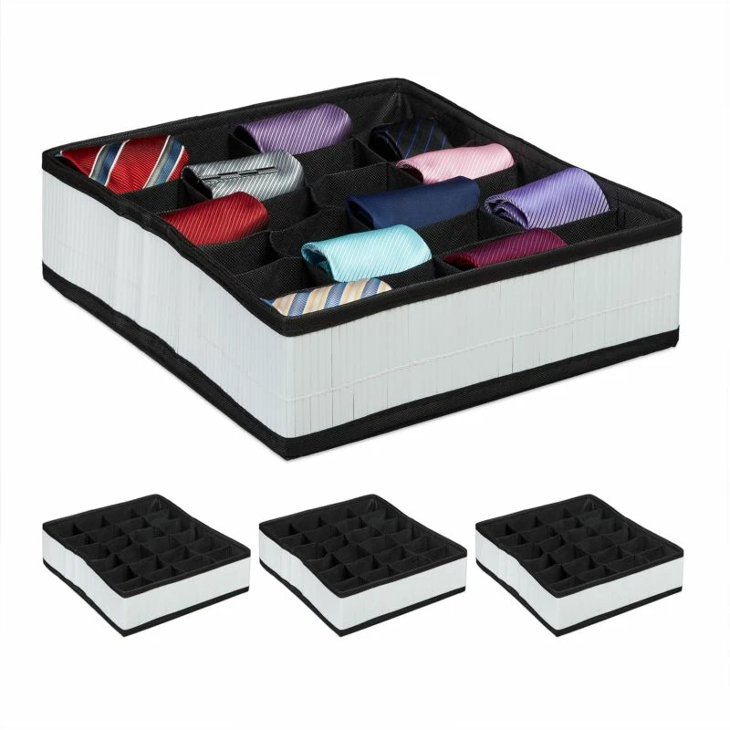 4x Boîtes à Cravates Rangement En Blanc 3 4x Boîtes à Cravates Rangement En Blanc