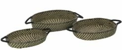 Set 3 Paniers Oval Anses Paille Naturel